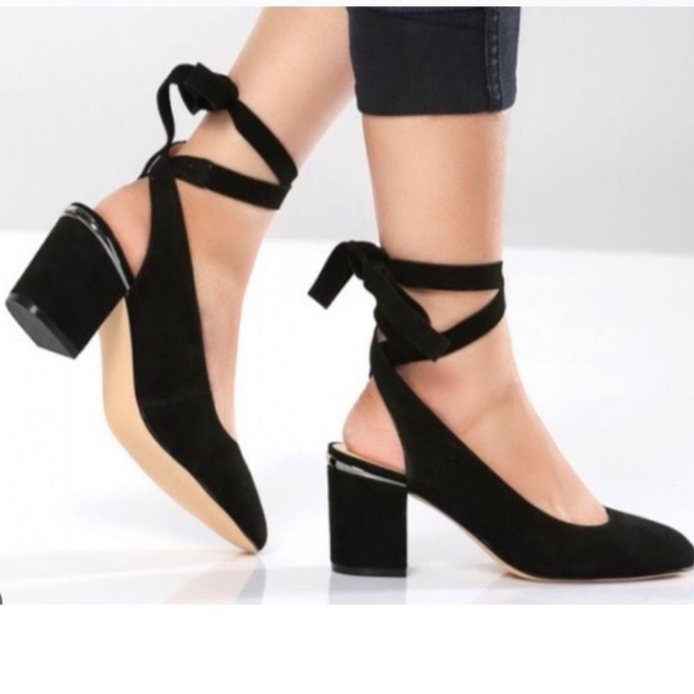 Nine West Andrea black suede wrap heel